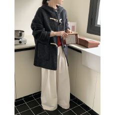 批发2026秋冬新款双面羊绒大衣女中长款<b class='q'>韩国</b>外贸设计款氛围感毛呢外套