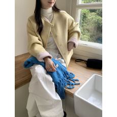 批发2026秋冬新款双面羊绒大衣女短款日本外贸时尚百搭设计款毛呢外套