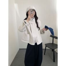 批发2026秋冬新款双面羊绒大衣女短款<b class='q'>韩国</b>外贸设计时尚立领羊毛呢外套
