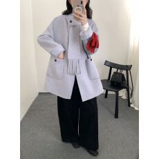 批发2026秋冬新款双面羊绒大衣女短款日本外贸立领设计时尚羊毛呢外套