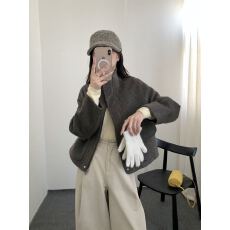 批发2026秋冬新款双面羊绒大衣女短款<b class='q'>韩国</b>外贸设计款时尚百搭毛呢外套