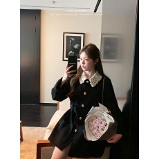 批发2026秋冬新款<b class='q'>双面</b><b class='q'>羊绒</b><b class='q'>大衣</b>女短款日本外贸时尚甜美系带羊毛呢外套