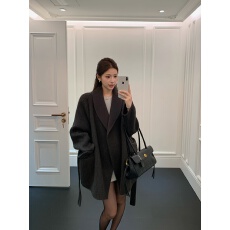 批发2026秋冬新款<b class='q'>双面</b><b class='q'>羊绒</b><b class='q'>大衣</b>女中长款日本外贸时尚优雅气质毛呢外套