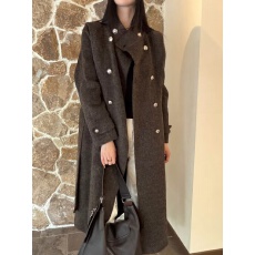 批发2026秋冬新款<b class='q'>双面</b><b class='q'>羊绒</b><b class='q'>大衣</b>女长款韩国外贸系带立领时尚羊毛呢外套