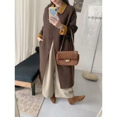 批发2026秋冬新款<b class='q'>双面</b><b class='q'>羊绒</b><b class='q'>大衣</b>女长款日本贸易休闲时尚设计羊毛呢外套