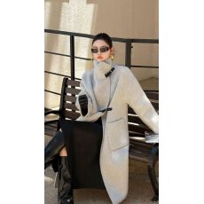 批发2026秋冬<b class='q'>新款</b>双面羊毛大衣女长款韩国外贸优雅气质立领款毛呢外套