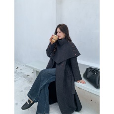 批发2026秋冬新款双面羊毛大衣女长款韩国外贸休闲日常立领款毛呢外套