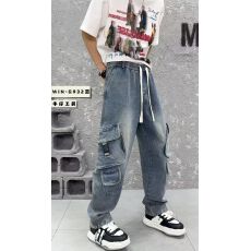 批发实拍高品港风潮流<b class='q'>加肥</b><b class='q'>加大</b>码工装牛仔裤男宽松长裤秋冬季松紧腰