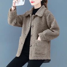 批发春秋季羊羔绒<b class='q'>女士</b>短外套女新款颗粒绒羊羔毛皮毛一体大码宽松上衣