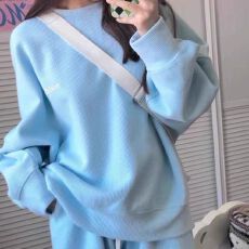 批发华夫格运动套装女春秋季韩版学生宽松<b class='q'>大码</b>时尚卫衣休闲两件套