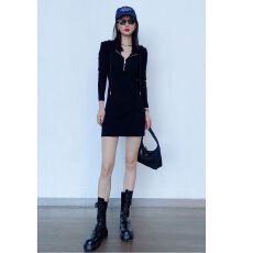 批发辣妹黑色<b class='q'>大码</b><b class='q'>连衣裙</b><b class='q'>女</b>春秋季2025新款秋冬德绒包臀裙打底高级短裙