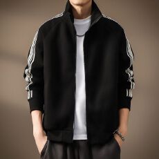 批发高端美式开衫卫衣外套男重磅潮牌宽松立领秋季新款运动<b class='q'>夹克</b>上衣