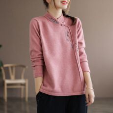 批发M-4XL德绒加绒加厚文艺复古长袖t恤女秋<b class='q'>冬</b>衣外穿上衣绣花打底衫