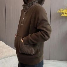 批发卫衣女秋冬新款双面绒韩版休闲菱形口袋拼接<b class='q'>宽松</b>百搭加厚立领<b class='q'>上衣</b>