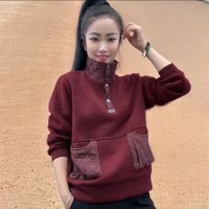 批发原版做法高质量加厚冬季新款一体绒卫衣衫女长袖卫衣<b class='q'>宽松</b>大码女装