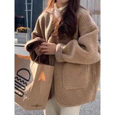 批发巨好看的羊羔毛<b class='q'>外套女</b>秋冬皮毛一体宽松加厚大衣高级感慵懒风棉服