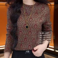 批发中年<b class='q'>女装</b>妈妈气质复古花色德绒打底衫女秋冬长袖圆领显瘦内搭上衣