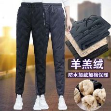 批发女款棉裤冬季加绒加厚雪地裤棉棉裤防风保暖羊羔绒