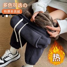 批发羊羔绒束脚运动裤女秋冬加绒加厚雪尼尔<b class='q'>哈伦</b>棉裤裤宽松保暖卫裤子