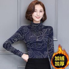 批发加绒加厚高领打底衫女2025冬季时尚印花百搭显瘦长袖洋气<b class='q'>T</b><b class='q'>恤</b>上衣