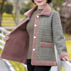 批发新款妈妈<b class='q'>外套</b>秋冬款宽松大码加绒加厚<b class='q'>中老年</b>女装洋气短款休闲上衣