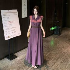 批发<b class='q'>夏</b>季新款气质时尚衬衫翻领高级无袖连衣裙显瘦收腰时尚裙子女