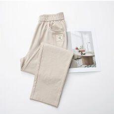 批发100%纯棉新款棉麻<b class='q'>休闲裤</b>女2026春秋大码宽松哈伦裤高腰显瘦九分裤