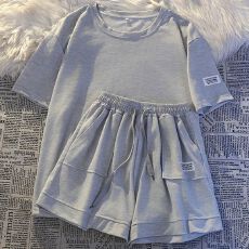 批发夏季短袖<b class='q'>短裤</b>两件套舒适<b class='q'>休闲</b>运动套装女夏天搭配一整套套装潮外穿