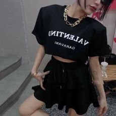 批发夏装一整套搭配套装女茶系短袖<b class='q'>T</b><b class='q'>恤</b>+蛋糕半身短裙休闲运动服两件套