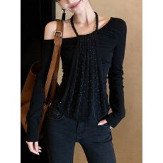 批发【260克人棉<b class='q'>莫代尔</b>】挂脖斜肩长袖T恤女<b class='q'>打底衫</b>内搭修身上衣