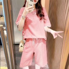 批发200斤大码休闲运动套装女<b class='q'>夏</b>韩版时尚宽松短袖五分中裤两件套