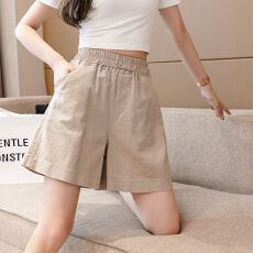 批发加<b class='q'>大码</b>】纯棉水洗短裤女夏<b class='q'>韩版</b>休闲短裤高腰阔腿宽松显瘦五分裤子