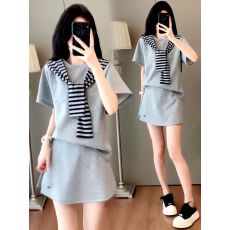 批发高含棉学院风减龄<b class='q'>套装</b>女士2026年夏季新款<b class='q'>韩版</b>时尚短袖短裙两件套