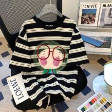 批发螺纹提花涤特<b class='q'>大码</b>300斤黑色条纹短袖t恤宽松<b class='q'>情侣</b><b class='q'>印花</b>体恤