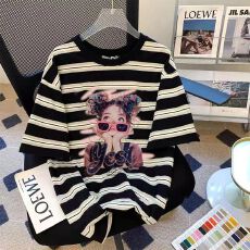 批发螺纹提花涤特<b class='q'>大码</b>300斤黑色条纹短袖t恤宽松<b class='q'>情侣</b><b class='q'>印花</b>体恤