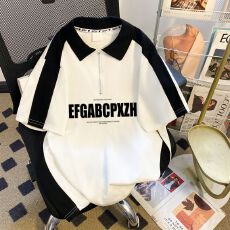 批发【实拍 220克潮牌棉】特<b class='q'>大码</b>300斤polo领<b class='q'>情侣</b><b class='q'>同款</b>印花短袖t恤女