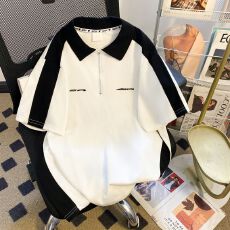 批发【实拍 220克潮牌棉】特<b class='q'>大码</b>300斤polo领<b class='q'>情侣</b><b class='q'>同款</b>印花短袖t恤女