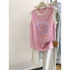 批发220克<b class='q'>潮牌</b>棉 抖音质量蕾丝花边无袖背心<b class='q'>t</b><b class='q'>恤</b>女2026新款