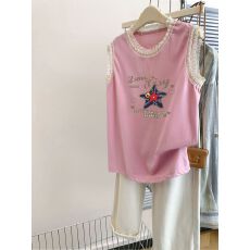 批发【220克<b class='q'>潮牌</b>棉 抖音质量】蕾丝花边无袖背心<b class='q'>t</b><b class='q'>恤</b>女2026新款