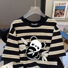 批发螺纹提花涤特<b class='q'>大码</b>300斤黑色条纹短袖t恤宽松<b class='q'>情侣</b><b class='q'>印花</b>体恤