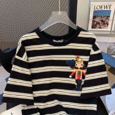 批发螺纹提花涤特<b class='q'>大码</b>300斤黑色条纹短袖t恤宽松<b class='q'>情侣</b><b class='q'>印花</b>体恤