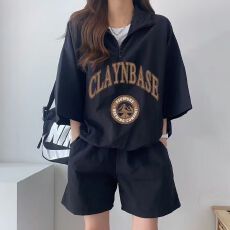 批发<b class='q'>韩版</b><b class='q'>运动服</b>套装女夏季新款短袖短裤校园风可爱少女跑步两件