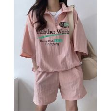 批发<b class='q'>韩版</b><b class='q'>运动服</b>套装女夏季新款短袖短裤校园风可爱少女跑步两件