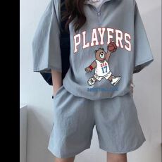 批发<b class='q'>韩版</b><b class='q'>运动服</b>套装女夏季2026新款短袖短裤校园风可爱少女跑步两件