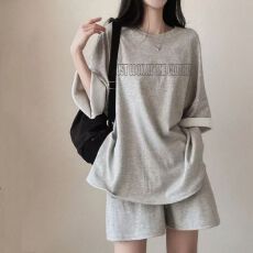 批发韩版时尚<b class='q'>运动</b>服套装女夏季<b class='q'>新款</b>宽松短袖短裤休闲两件套