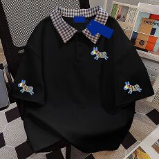 批发【官图 220克<b class='q'>潮牌</b>棉】特大码300斤polo领情侣同款印花短袖<b class='q'>t</b><b class='q'>恤</b>女