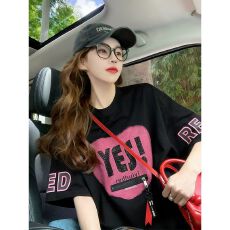 批发【实拍230克<b class='q'>潮牌</b>棉】特大码300斤印花+烫钻短袖中长款口袋+拉链