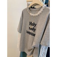 批发【21支<b class='q'>纯棉</b>➕蕾丝】特大码300斤独特设计感假两件钉珠长袖<b class='q'>t</b><b class='q'>恤</b>女