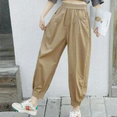 批发哈伦<b class='q'>九分</b>裤女春秋薄款休闲2026年新款纯棉减龄复古宽松百搭萝卜裤