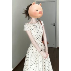 批发法式气质高级感泡泡袖<b class='q'>连衣裙</b>子女装夏季2026新款方领波点收腰长裙